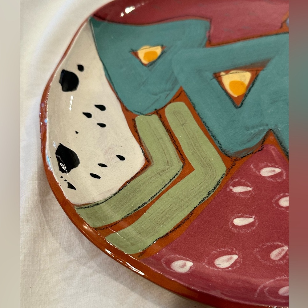 Abstract Studio Art Pottery Hand Made Decorative Plate Signed